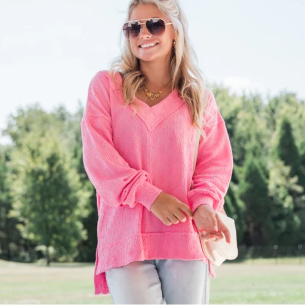 NWOT! Pink textured knit top